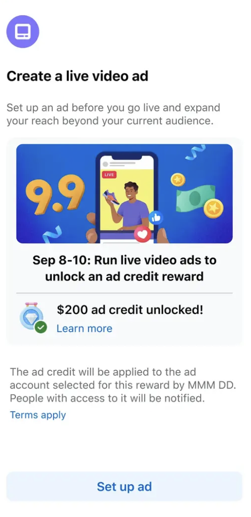 Success — $200 ad credit unlocked